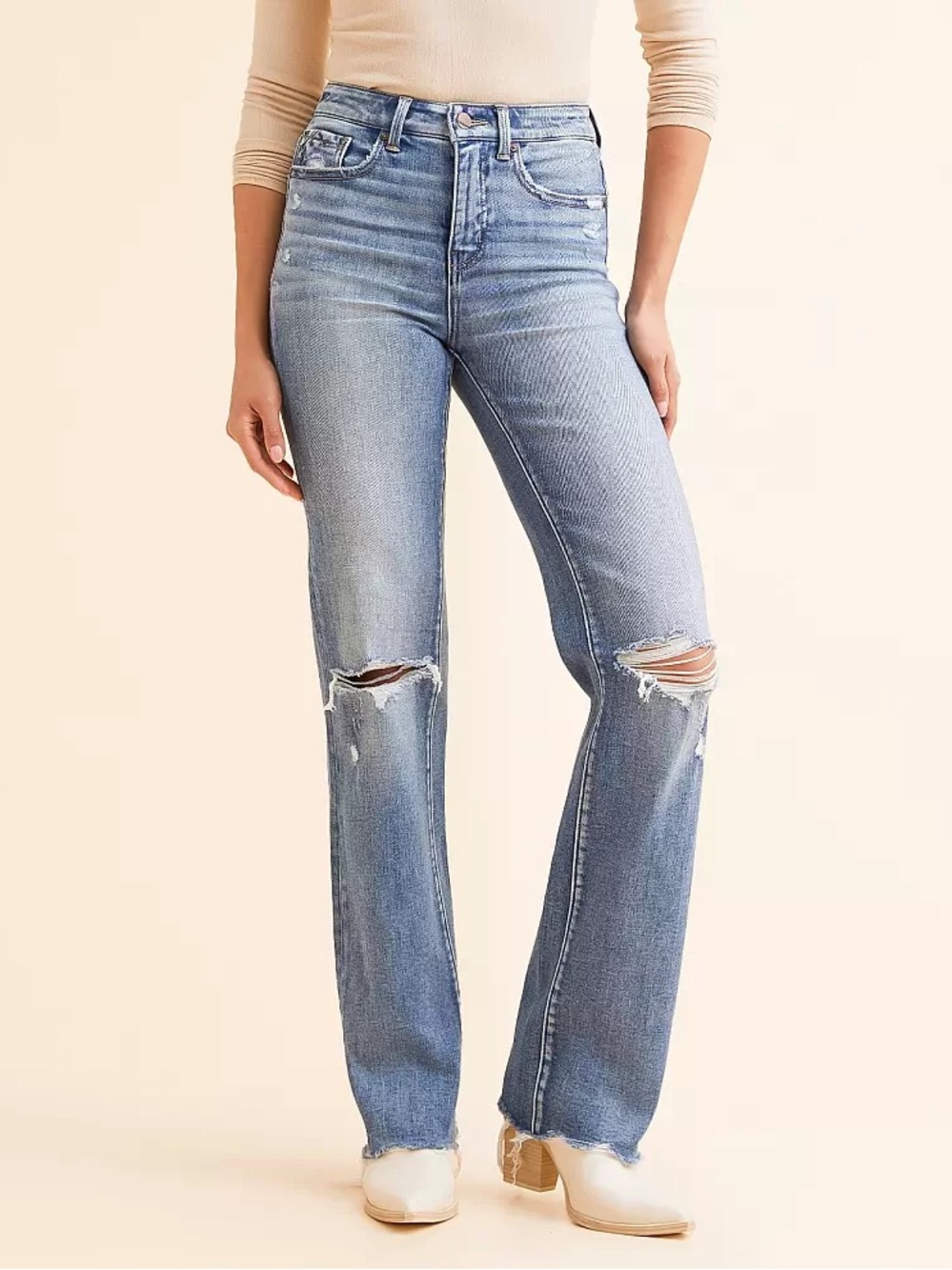 Buckle Black Fit No. 35 Classic Straight Stretch Jeans 24x32 Distressed Blue